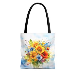 Blooming Floral Tote Bag - Tote Floral Summer Eco-Friendly Colourful Flowers Bag Artistic Sunflowers Fashion Accessory Vibrant