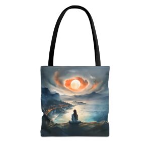 Mystical Sunset - Tote Bag Serene Landscape Art Sunset Meditation Tote bag art sunset serene nature beach bag stylish gift durable trendy