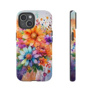 Vibrant Watercolor Floral Phone Case, Artistic Bouquet Phone Case for iPhone, Samsung Galaxy & Google Pixel